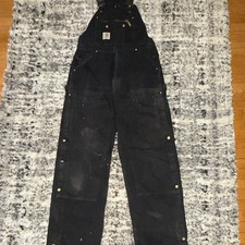 Carhartt R01 BLK Black Cotton Canvas Work Bib Overalls for Men