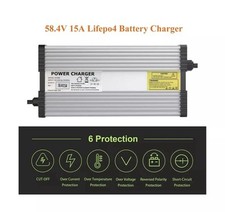    48V / 58.4V 15A Lifepo4 Lithium Battery Smart Charger 110V 120V for 16S 48V