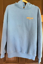 White Fox Vol.3 Blue Fleece Pullover Hoodie S Logo Graphic Print Long Sleeve