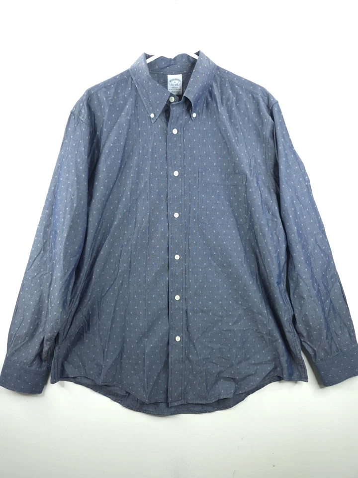 Brooks Brothers Men's REGENT Button Down Shirt XL Blue White Geometric 1818 - Image 2 of 4
