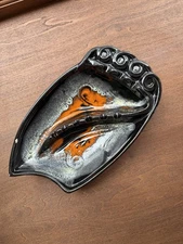 MCM Ashtray Catchall Royal Haegar Stamped 627 Biomorphic Lava Glaze Mid Century