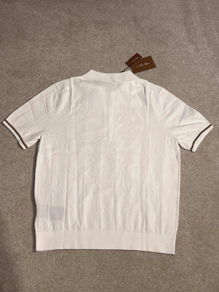 Camiseta polo de algodón Loro Piana para hombre talla grande blanca Foto 3 de 4