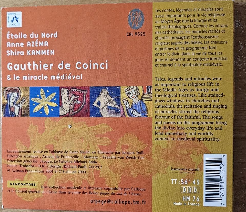 Anne Azema, Shira Kammen - Etoile du Nord (Calliope CAL 9525) - Image 2 of 2