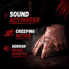 Halloween Animatronic Crawling Zombie Hand - Sound-Activated Creepy Motion Eff