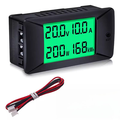 HTN LCD DC Spannung Strom Leistungsmesser 0-300V 0-300A mit kWh Tracking