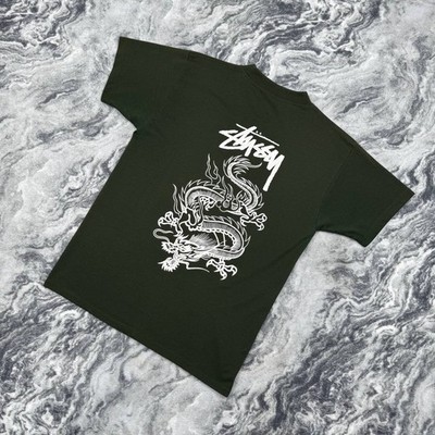 Vintage Stussy Dragon T-Shirt 90s USA Big Logo Men Size S Green | eBay