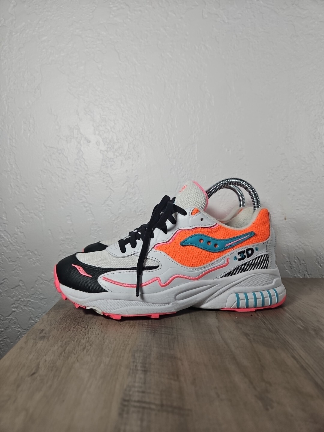Men's Size 4.5 - Saucony 3D Grid Hurricane White Orange thumbnail 3