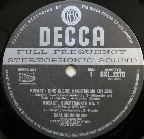 SXL 2270 Mozart Eine Kleine Nachtmusik Munchinger Decca 180g Speakers Corner NM - Picture 2 of 5