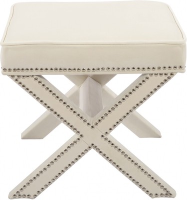 Pretty Upholstery Square Seat Ottoman Bench Cream Color Ebay
