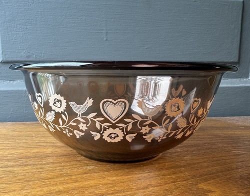 Vintage PYREX Amber Festive Harvest Brown Glass Nesting Bowls Set Of 4 - 第 6/17 張圖片