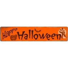 Happy Halloween 3"x12" metal street sign plaque Home Door Garage Wall Decor