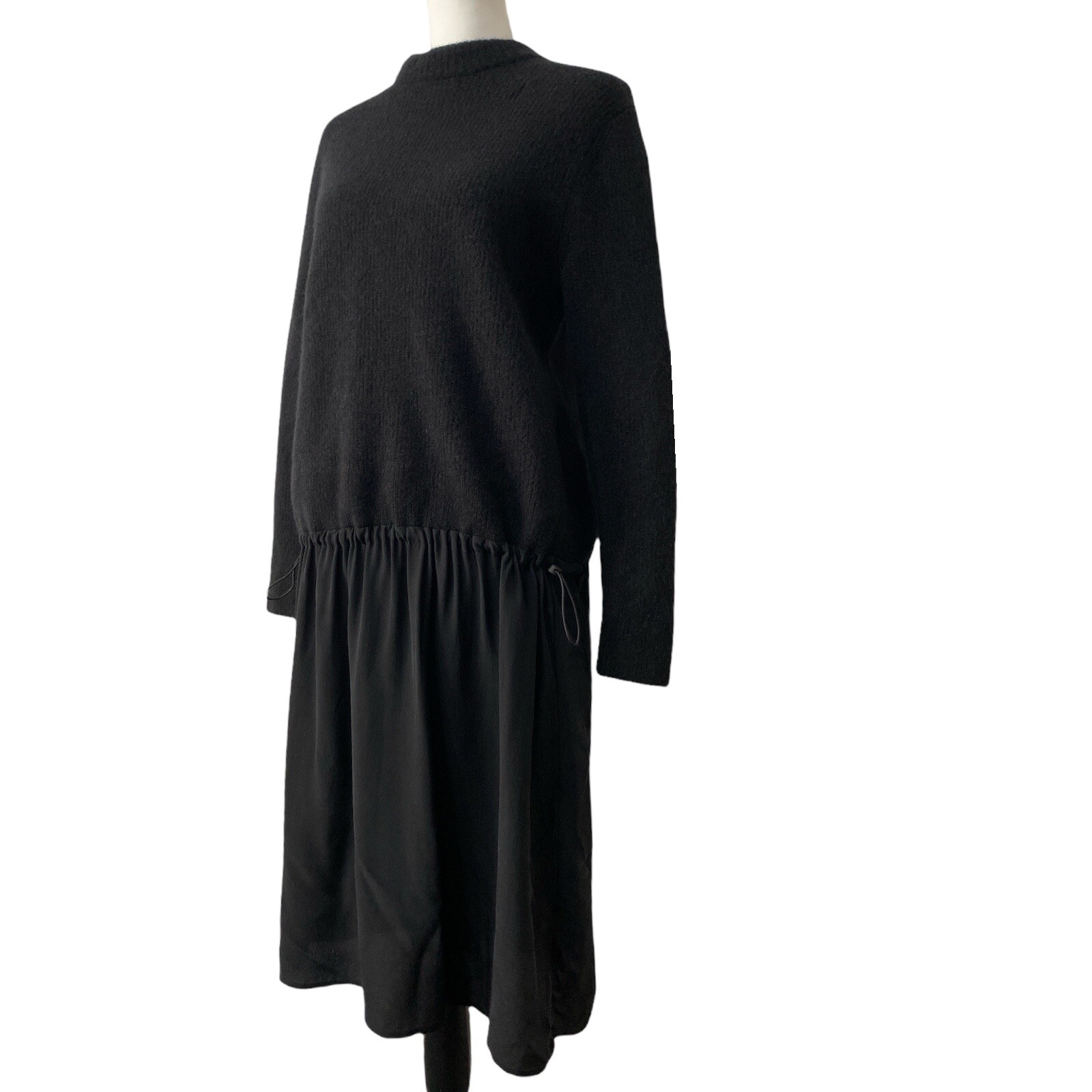 COS Black Wool Knit jumper Dress Silk 