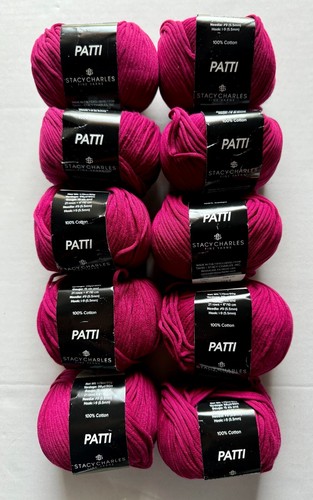 Lotto 10 filati STACY CHARLES "PATTI" 100% cotone "Magenta" stessa tintura lotto