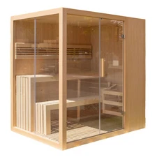ALEKO Canadian Hemlock 4-6 Person Indoor Wet Dry Sauna with 4.5 kW UL Heater