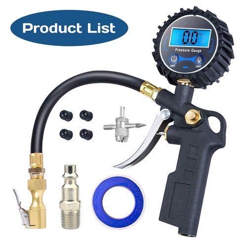 Digital Tire Tyre Inflator Pressure Gauge LED Display Deflator Gage For Car/Bike