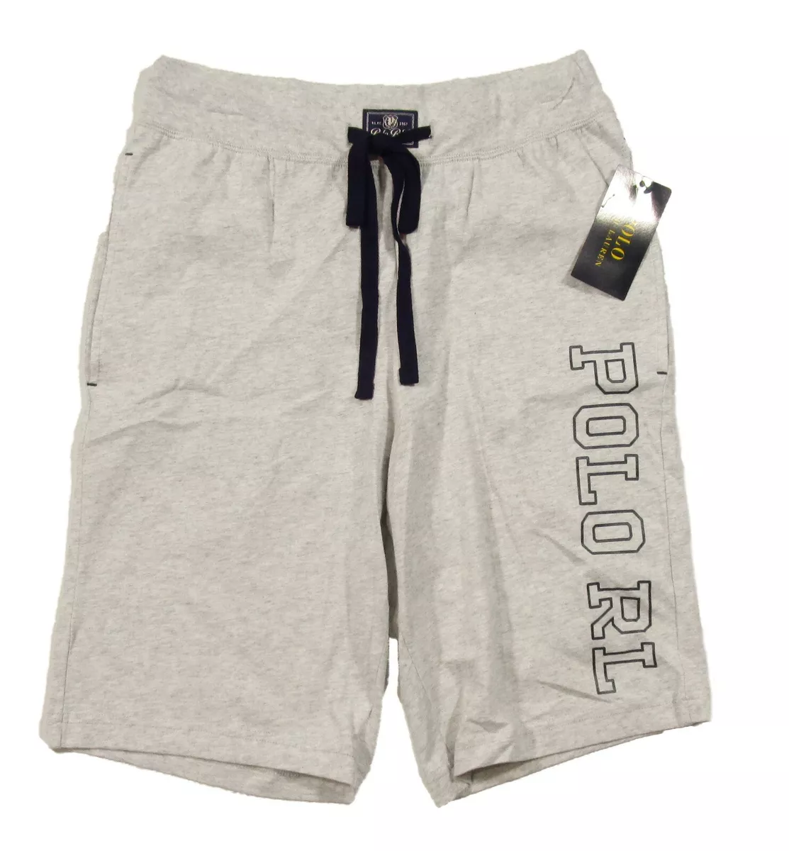 Polo Ralph Lauren Men's Heather Gray Solid Logo Print Cotton Sleep Shorts