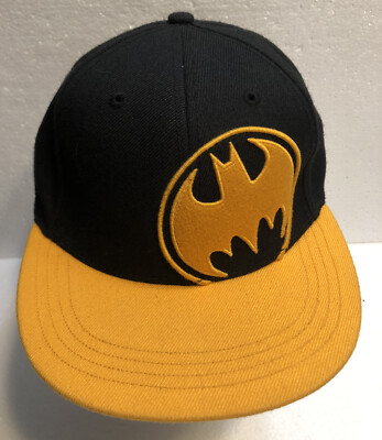Batman Hat TM & DC Comics (S 10) Embroidered Fitted Cap Yellow & Black Size L/XL