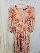 Melanie T Floral Layered Ruffle Dress V-neck 10 Clasp (53-2)