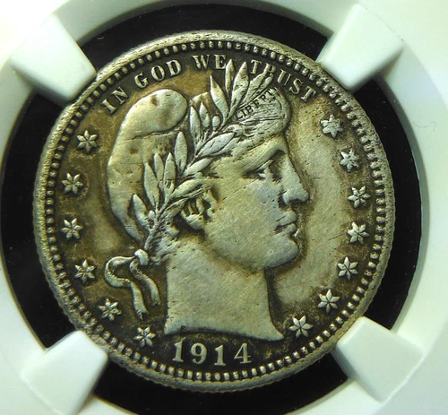 1914-S Barber Liberty Silver Quarter NGC XF+ Details Scarce KEY Set Lot LOOK