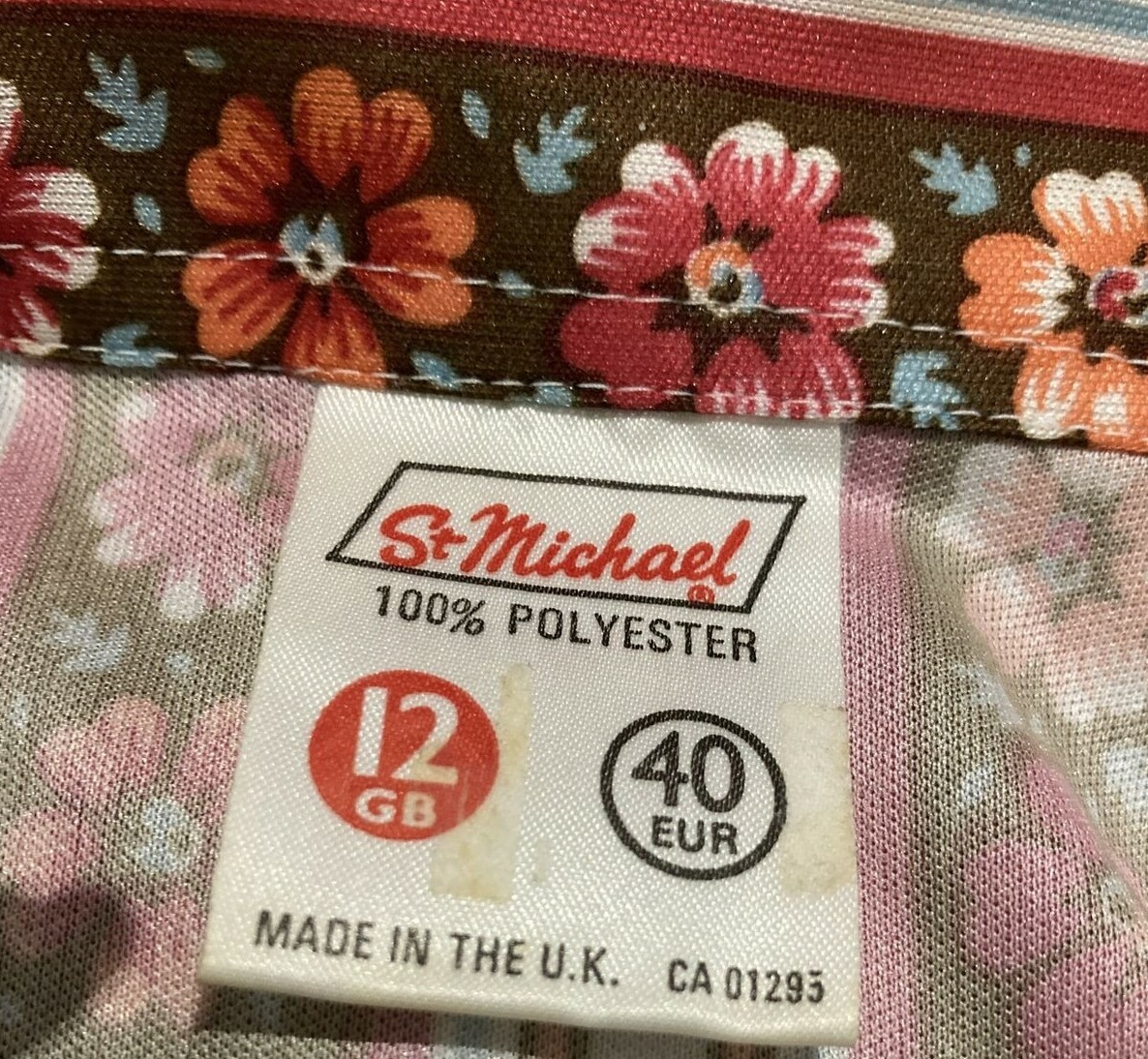 Vintage 1970s Red/Floral Striped M & S Blouse/Shirt, Size 34" Bust, New No Tags 7