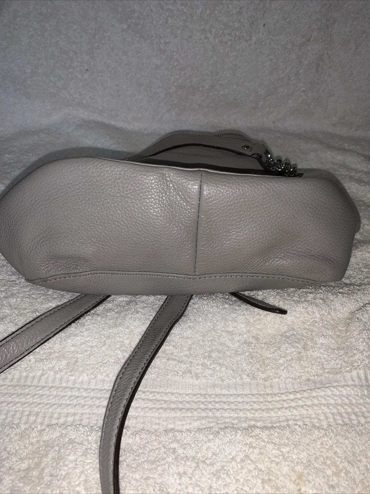 Michael Kors Grey Pebble Leather Hobo Bag Silver Hardware thumbnail 9