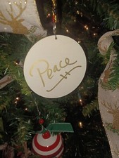 Handmade Hanging Wooden Peace Sign Christmas Ornament Holiday Peace  Love