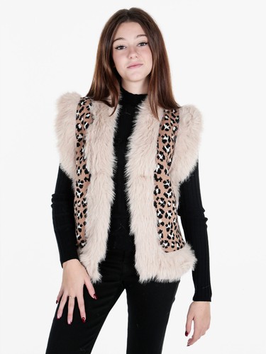 Solada Gilet donna in maglia con bordi in ecopelliccia - Foto 4 di 5