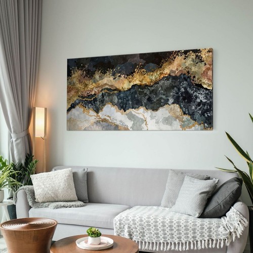 Quadro Forme Astratte Onde Dorate Al Tramonto , absh33 quadro stampa su tela - Imagen 5 de 6