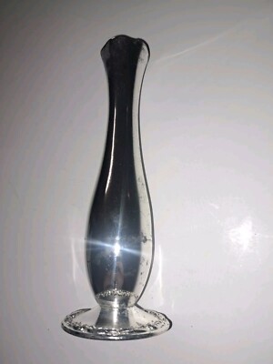 Teleflora Gift Vintage Silver Plate 7'' Bud Rose Vase Thick 1980s 