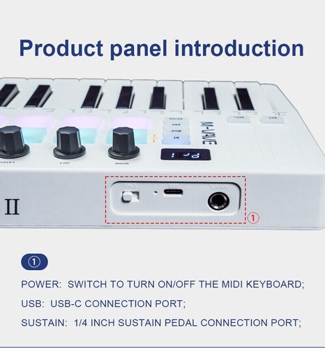 M-VAVE 25-Key MIDI Keyboard SMK-25 Ⅱ Black White Mini Portable DJ Controller Pad - Picture 12 of 15