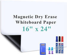 Magnetic Dry Erase Whiteboard Paper, 16" X 24" Self Adhesive Whiteboard for W...
