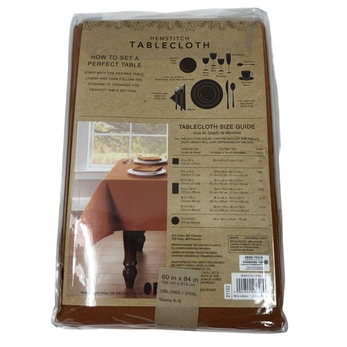 HEMSTITCH TABLE CLOTH 60x84 OBLONG/OVAL NEW WITH TAG - Picture 9 of 10