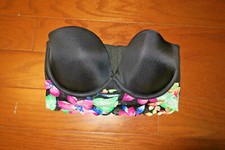 32D    VINTAGE Victoria's Secret BRA PINK PADDED PUSH UP BEIGE STRAPLESS MULTIWAY