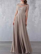 Elegant Mother of The Bride Dresses Party Dresses Lace Chiffon with Draped