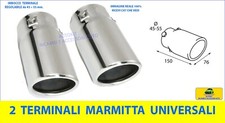 COPPIA  2 Terminali di scarico INOX universali auto per marmitta tuning cromato 