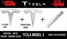 TESLA MODEL Y - SET BADGE ANTERIORE E POSTERIORE ARGENTO CROMATO include doppio distintivo motore