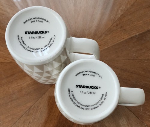 2 NUOVE tazze Starbucks 8 oz filtro latte tazza caffè design albero geometrico triangolo - Foto 4 di 7