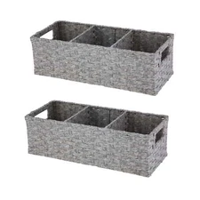 3-Compartment Storage Basket Set With Handles, Set of 2