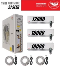 YMGI 48000 BTU 21 SEER 3 Zone Ductless Mini Split Air Conditioner Heat Pump SK