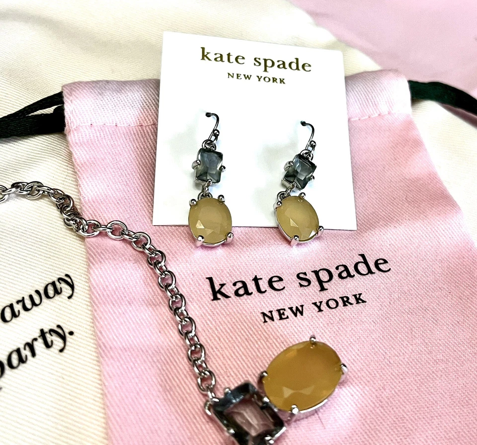 KATE SPADE HANCOCK ПАРК БРАСЛЕТ, ОЖЕРЕЛЬЕ И СЕРЬГИ КОМПЛЕКТ ДЫМ СЕРЫЙ СЕРЕБРО - Изображение 3 из 4