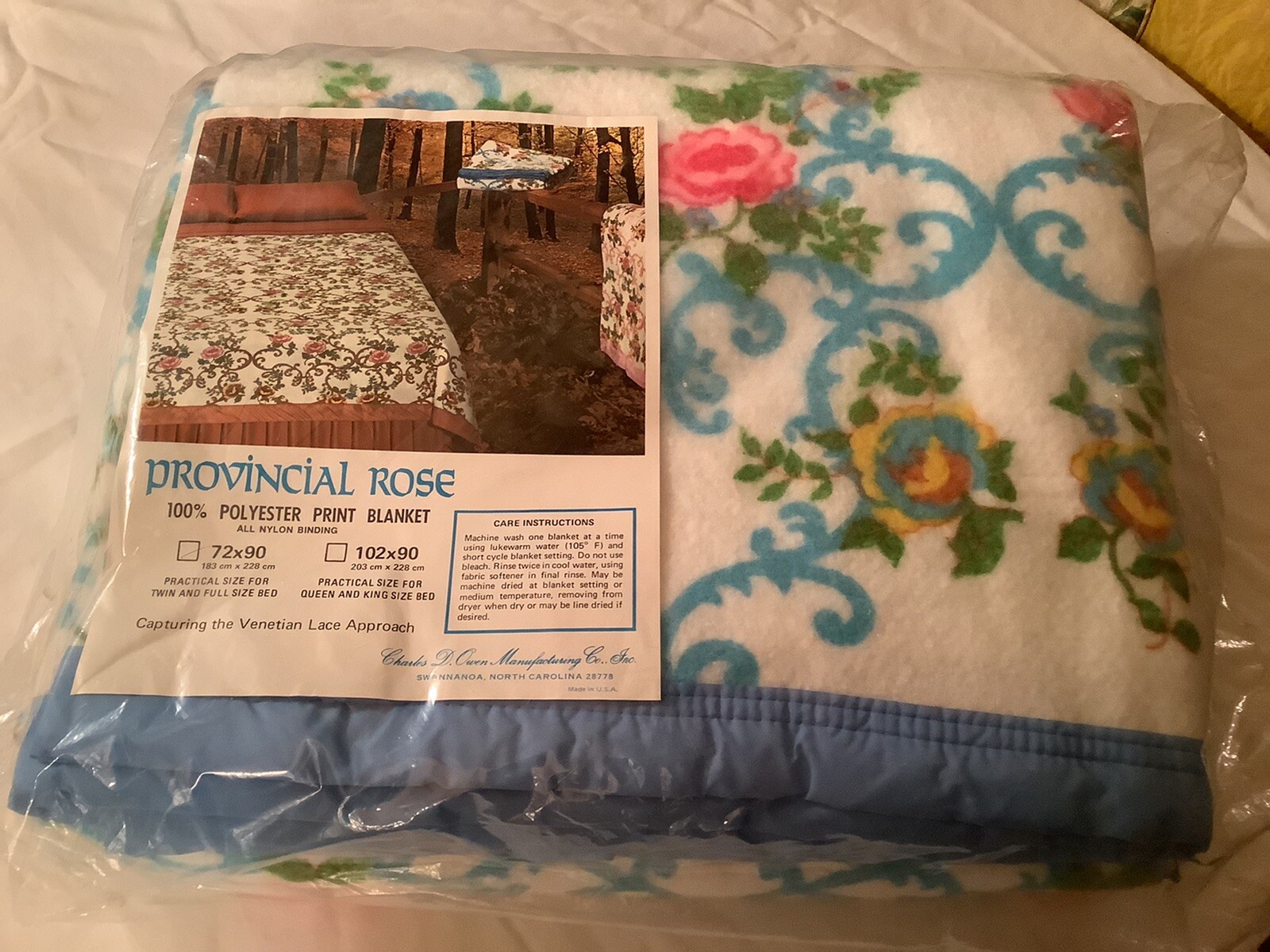 nos-vtg-70-s-charles-d-owen-provincial-rose-poly-blanket-twin-full