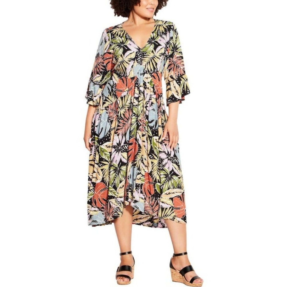 LORALETTE Cottagecore India Viscose Flutter Sleeve Tie Back Floral Midi  Dress 30 | eBay