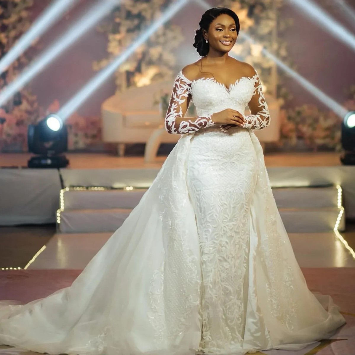 chinese dress ladies Ivory V Neck Beach Wedding Dresses with Lace Appliques WD546 US0 / Custom Color main image 0