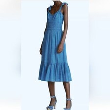 Polo Ralph Lauren Star Tie-Shoulder Strap Mid Length Dress Women's size 10 Blue