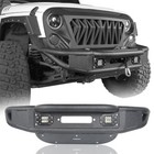 Stubby Tubular Front Winch Bumper w/ Led Lights for 2007-2018 Jeep Wrangler JK