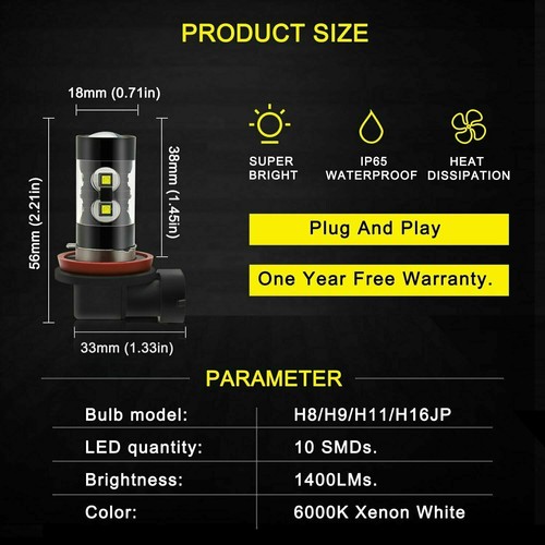 FOR DODGE DART 2013 2014 2015 LED HEADLIGHT White HIGH LOW BEAM FOG BULBS KIT 4X - Picture 9 of 12