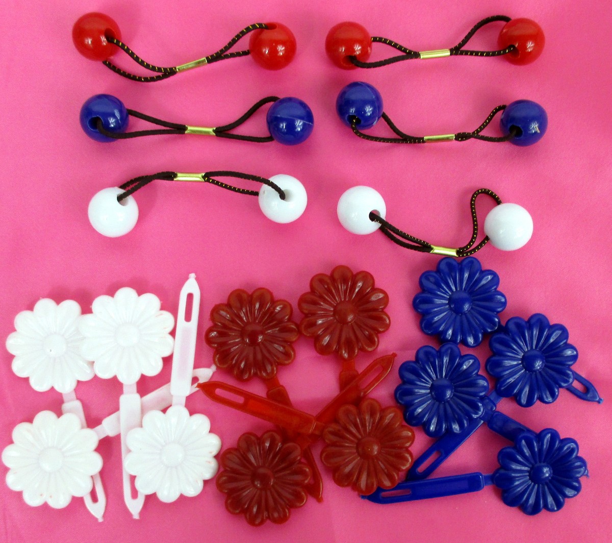 LOT OF 2 PACK---6 PC 18MM BALL + 12 PC DAISY HAIR BARRETTES 