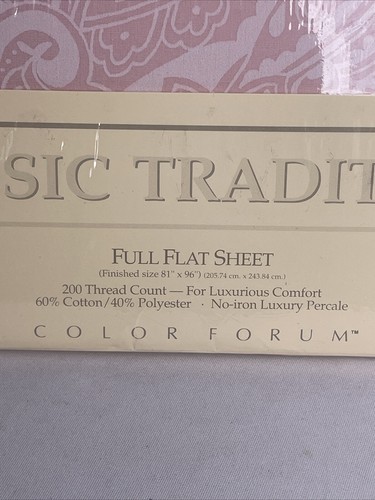 Vintage JC Penny Classic Traditions Full Flat Sheet 81" x 96" Paisley 200 TC - Picture 6 of 7