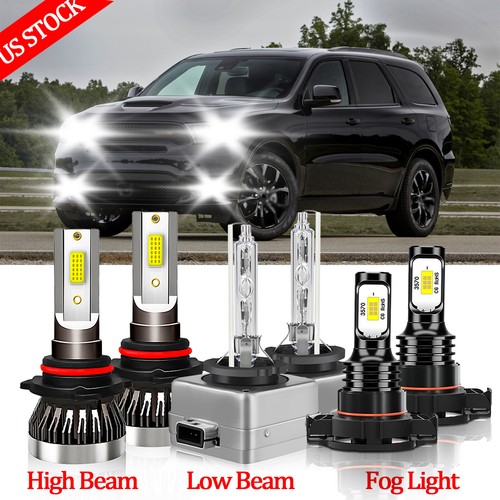 For Dodge Durango 2011-2013 LED HID Headlight Bulbs + Fog Light Combo Kit 6PCS - 第 1/11 張圖片