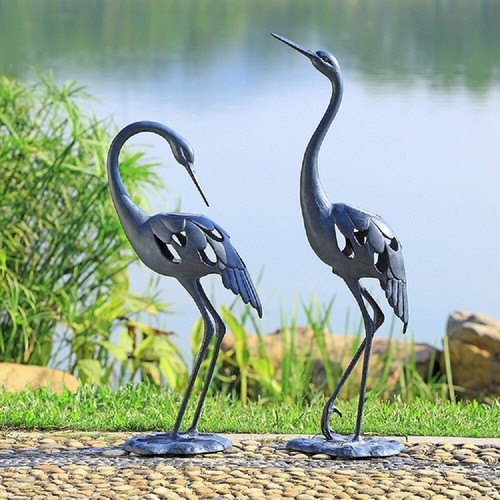 Crane Pair Garden Lantern Bird Heron Statue Sculpture ~ SPI Home 34914